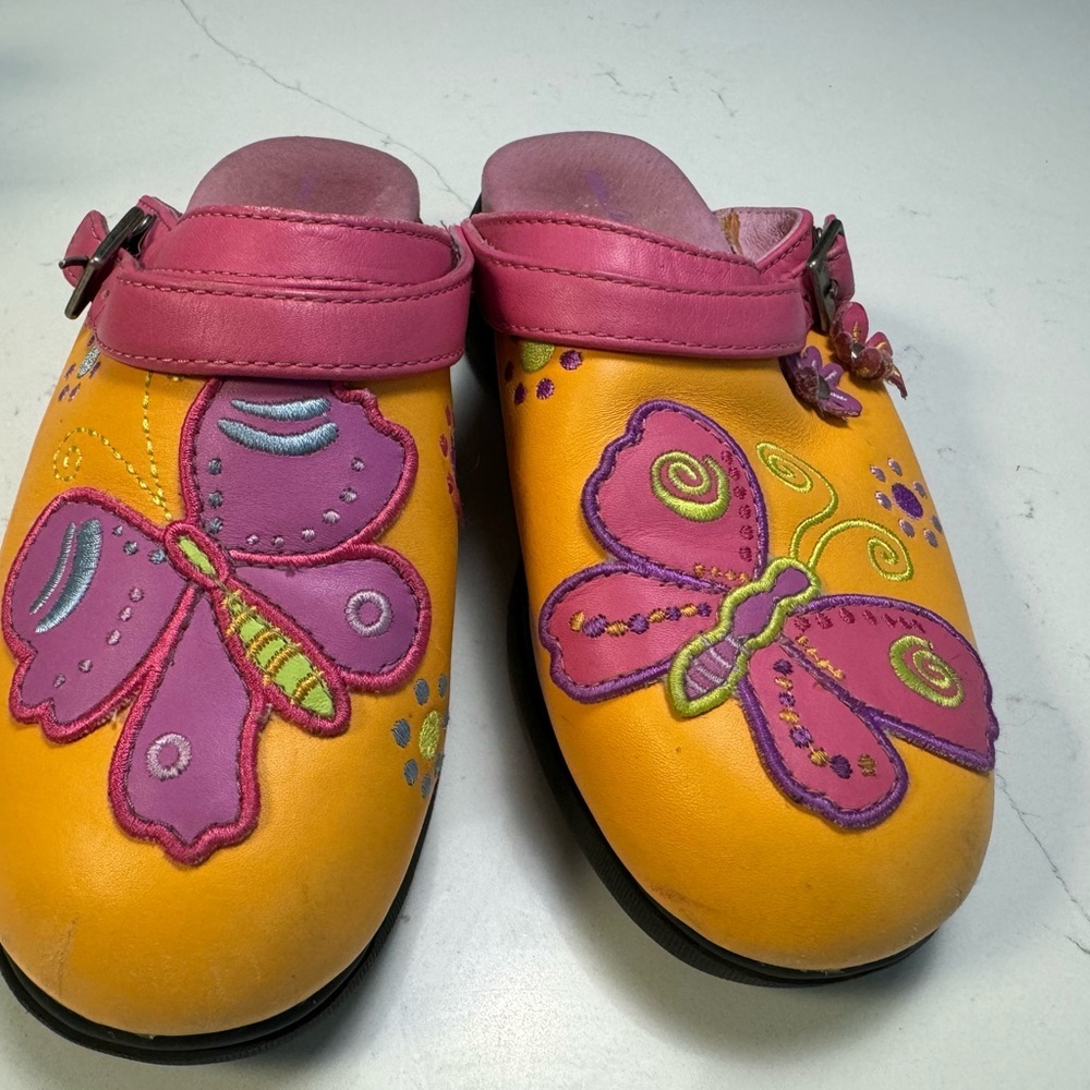 HANNA ANDERSSON colorful butterfly leather girl’s clogs-European size 36 - Picture 6 of 8